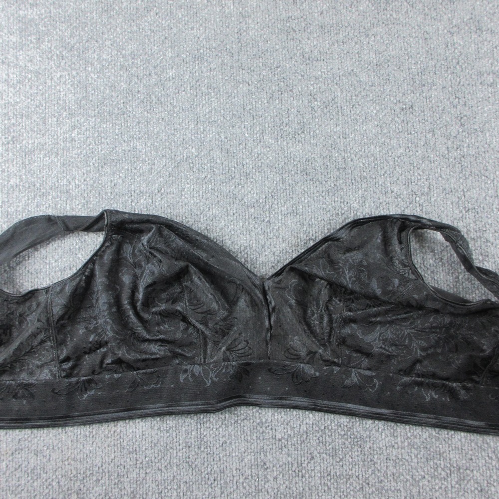 Wacoal Bralette Bra Womens 42 Black Floral Wireless Unpadded Full Coverage